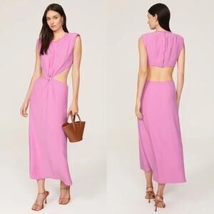 Scotch & Soda Draped Dress Midi Sleeveless Knot Twist Front Cutout Back Pink 8
